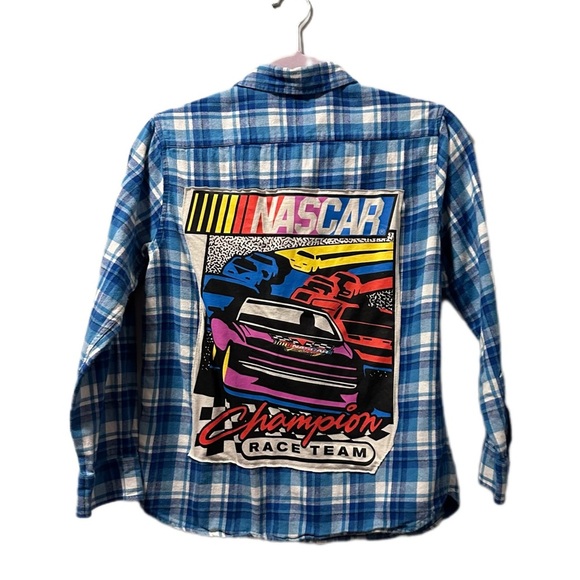 Nascar kid flannel upcycle large - Picture 1 of 6